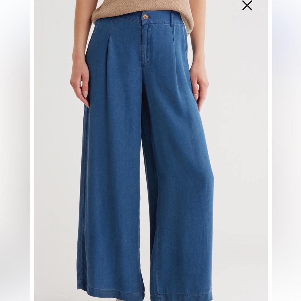 Blu Pepper Wide leg Chambray pants